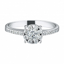 14K White Gold Ring with 23 Round-Cut Lab-Created Diamonds 0.482 CT.TW