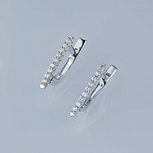 Sterling Silver Earrings with 18 Round-Cut Lab-Created Diamonds 0.181 CT.TW