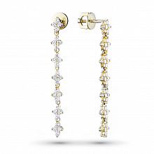 14K Yellow Gold Earring Studs with 56 Round-Cut Lab-Created Diamonds 1.176 CT.TW