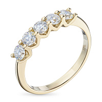 Yellow Gold Ring with 5 Round-Cut Lab-Created Diamonds 0.647 CT.TW - изображение 1