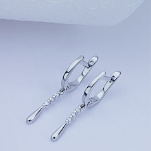 Sterling Silver Earrings with 6 Round-Cut Diamonds 0.117 CT.TW