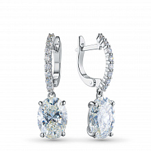 14K White Gold Earrings with 18 Round-Cut Lab-Created Diamonds 6.53 CT.TW