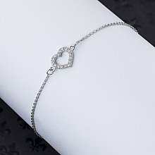 14K White Gold Bracelet with 16 Round-Cut Lab-Created Diamonds 0.162 CT.TW