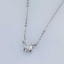 14K White Gold Necklace with 1 Round-Cut Lab-Created Diamond 1.162 CT.TW