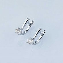 14K White Gold Earrings with 2 Round-Cut Lab-Created Diamonds 0.663 CT.TW
