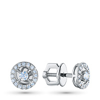 Sterling Silver Earring Studs with 34 Round-Cut Lab-Created Diamonds 0.341 CT.TW - изображение 1
