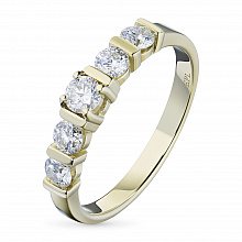 14K Yellow Gold Ring with 5 Round-Cut Lab-Created Diamonds 0.601 CT.TW
