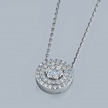 Sterling Silver Pendant with 46 Round-Cut Lab-Created Diamonds 0.614 CT.TW