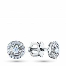 Sterling Silver Earring Studs with 34 Round-Cut Lab-Created Diamonds 0.309 CT.TW