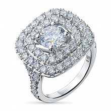 14K White Gold Ring with 57 Round-Cut Lab-Created Diamonds 3.504 CT.TW