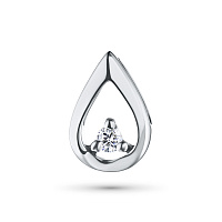 14K White Gold Pendant with 1 Round-Cut Lab-Created Diamond 0.046 CT.TW - изображение 1