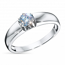 14K White Gold Ring with 1 Round-Cut Lab-Created Diamond 1.15 CT.TW