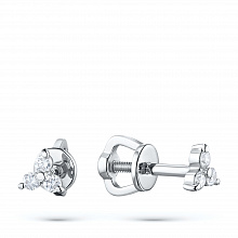 Sterling Silver Earring Studs with 6 Round-Cut Lab-Created Diamonds 0.144 CT.TW