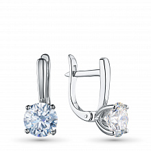 14K White Gold Earrings with 2 Round-Cut Lab-Created Diamonds 3.044 CT.TW