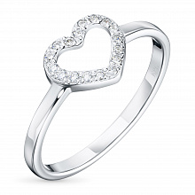 Sterling Silver Ring with 17 Round-Cut Lab-Created Diamonds 0.101 CT.TW