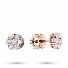 14K Rose Gold Earring Studs with 14 Round-Cut Lab-Created Diamonds 0.667 CT.TW