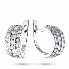 Sterling Silver Earrings with 58 Round-Cut Lab-Created Diamonds 1.639 CT.TW