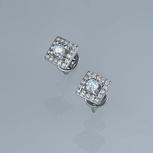 Sterling Silver Earring Studs with 34 Round-Cut Lab-Created Diamonds 0.677 CT.TW