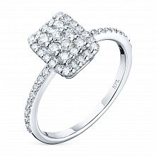 14K White Gold Ring with 48 Round-Cut Lab-Created Diamonds 0.505 CT.TW