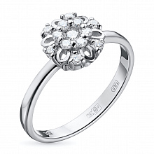 Sterling Silver Ring with 13 Round-Cut Lab-Created Diamonds 0.221 CT.TW