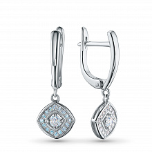 Sterling Silver Earrings with 34 Round-Cut Lab-Created Diamonds 0.378 CT.TW