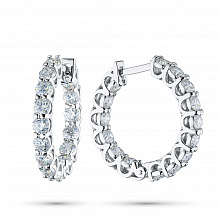 14K White Gold Earrings with 30 Round-Cut Lab-Created Diamonds 4.466 CT.TW