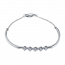 14K White Gold Bracelet with 5 Round-Cut Lab-Created Diamonds 0.549 CT.TW