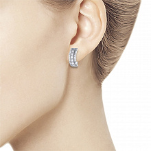 14K White Gold Earrings with 66 Round-Cut Lab-Created Diamonds 0.66 CT.TW