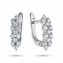 Sterling Silver Earrings with 26 Round-Cut Lab-Created Diamonds 0.433 CT.TW