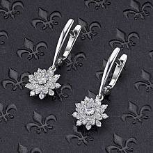 14K White Gold Earrings with 56 Round-Cut Lab-Created Diamonds 0.824 CT.TW