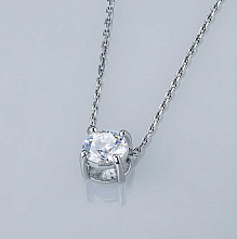 14K White Gold Pendant with 1 Round-Cut Lab-Created Diamond 1.58 CT.TW