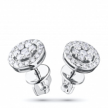 14K White Gold Earring Studs with 46 Round-Cut Lab-Created Diamonds 0.563 CT.TW