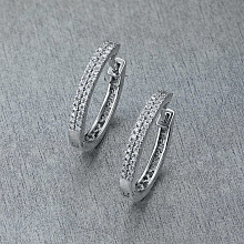 Sterling Silver Earrings with 72 Round-Cut Lab-Created Diamonds 0.454 CT.TW