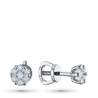 Sterling Silver Earring Studs with 14 Round-Cut Lab-Created Diamonds 0.221 CT.TW - изображение 1