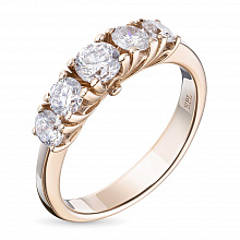 14K Rose Gold Ring with 5 Round-Cut Lab-Created Diamonds 0.718 CT.TW