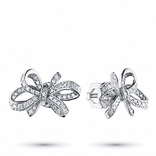 14K White Gold Earring Studs with 72 Round-Cut Lab-Created Diamonds 0.387 CT.TW