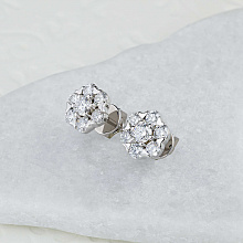 14K White Gold Earring Studs with 14 Round-Cut Lab-Created Diamonds 1.97 CT.TW