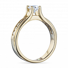 14K Yellow Gold Ring with 14 Round-Cut Lab-Created Diamonds 1.096 CT.TW