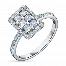 14K White Gold Ring with 42 Round-Cut Lab-Created Diamonds 0.612 CT.TW