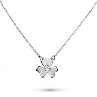 14K White Gold Necklace with 1 Round-Cut Lab-Created Diamond 0.016 CT.TW - изображение 1