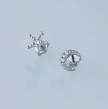 Sterling Silver Earring Studs with 4 Round-Cut Lab-Created Diamonds 0.043 CT.TW