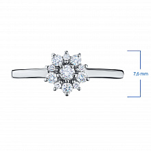 Sterling Silver Ring with 11 Round-Cut Lab-Created Diamonds 0.253 CT.TW