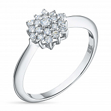 Sterling Silver Ring with 19 Round-Cut Lab-Created Diamonds 0.262 CT.TW