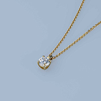 14K Yellow Gold Pendant with 1 Round-Cut Lab-Created Diamond 1.101 CT.TW - изображение 5
