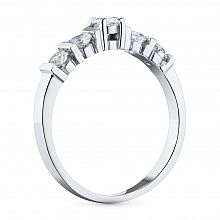 14K White Gold Ring with 5 Round-Cut Lab-Created Diamonds 0.695 CT.TW