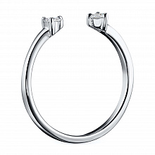 Sterling Silver Ring with 2 Round-Cut Lab-Created Diamonds 0.164 CT.TW