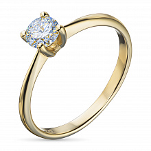 14K Yellow Gold Ring with 1 Round-Cut Lab-Created Diamond 0.579 CT.TW