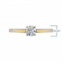14K Yellow Gold Ring with 1 Round-Cut Lab-Created Diamond 0.34 CT.TW