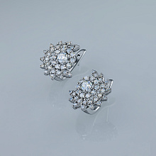 Sterling Silver Earrings with 66 Round-Cut Lab-Created Diamonds 1.037 CT.TW