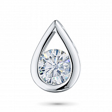 14K White Gold Pendant with 1 Round-Cut Lab-Created Diamond 0.582 CT.TW